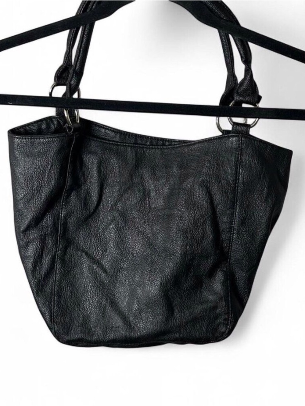 Classic Black Leather Tote Bag - Women